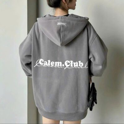 Áo Khoác Nỉ Bông Khóa Kéo Cao Cấp Logo In Calem