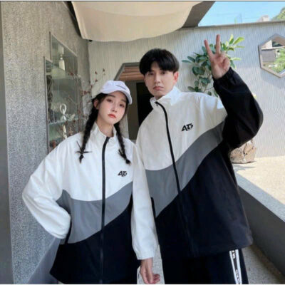 Áo khoác thêu logo At7 nam nữ unisex cổ trụ vải dù nhật 2 lớp phong cách trường học hàn quốc