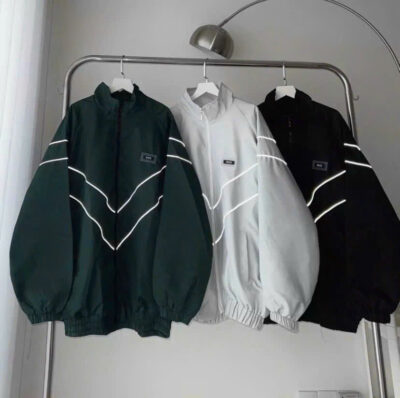Áo khoác dù sọc dạ quang logo thêu WZS - Unisex