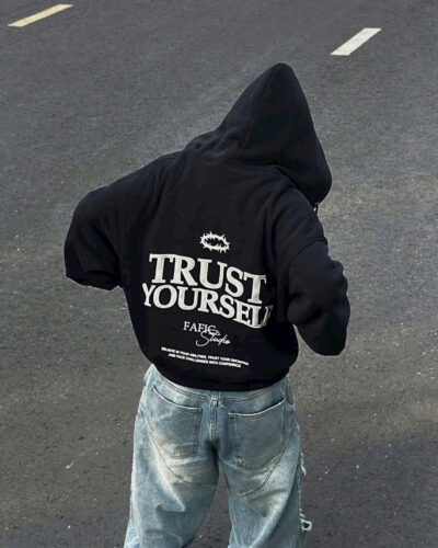 Áo khoác Zip Boxy TRUST YOURSELF from rộng nam nữ unisex