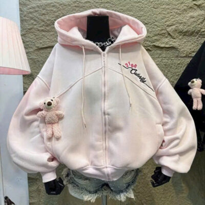 Áo Khoác Kèm CHARM GẤU Dây Kéo Phao Logo Thêu 2108 Buterity - Nỉ Xuất Khẩu Mềm Mịn