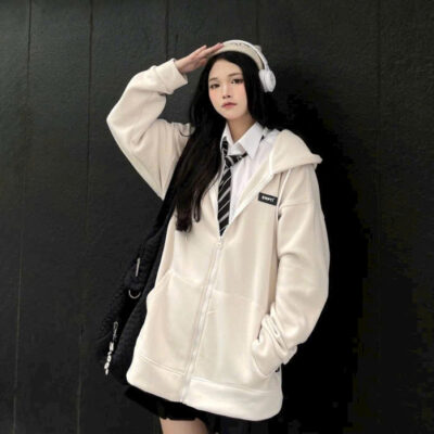 Áo Khoác Nỉ Logo Thêu Empty Form Rộng Unisex Nam Nữ Mặc Đẹp
