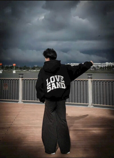 Áo Khoác Dây Kéo Nam Nữ Form Rộng Cổ Cao LOVE SAND Unisex Nam Nữ