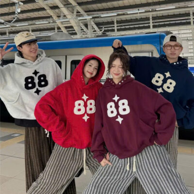 Áo Hoodie Logo Thêu Đắp 88 Chất Nỉ Xuất Khẩu Mềm Mịn Có
