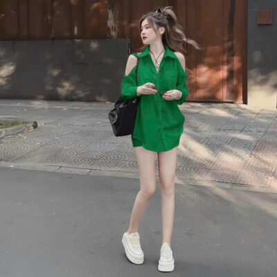 Sét Bộ Sơ Mi Hở Vai - Thời Trang Năng Động Cho Nàng