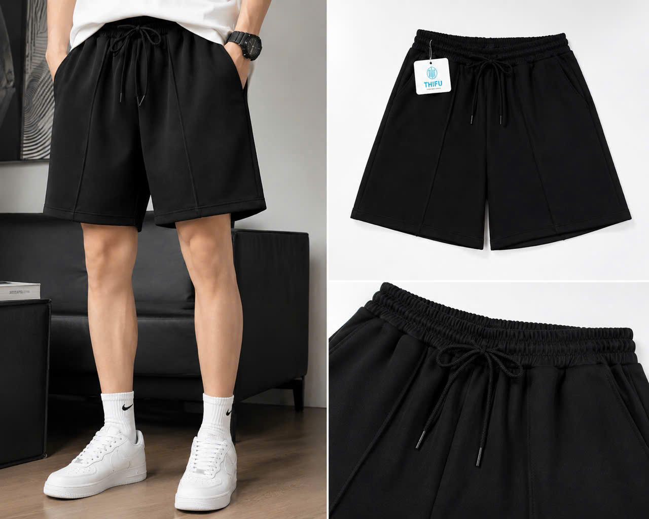 Quần Short Trơn Unisex Chất 2 Da - Co Giãn, Dày Mịn, Phong Cách Đơn Giản